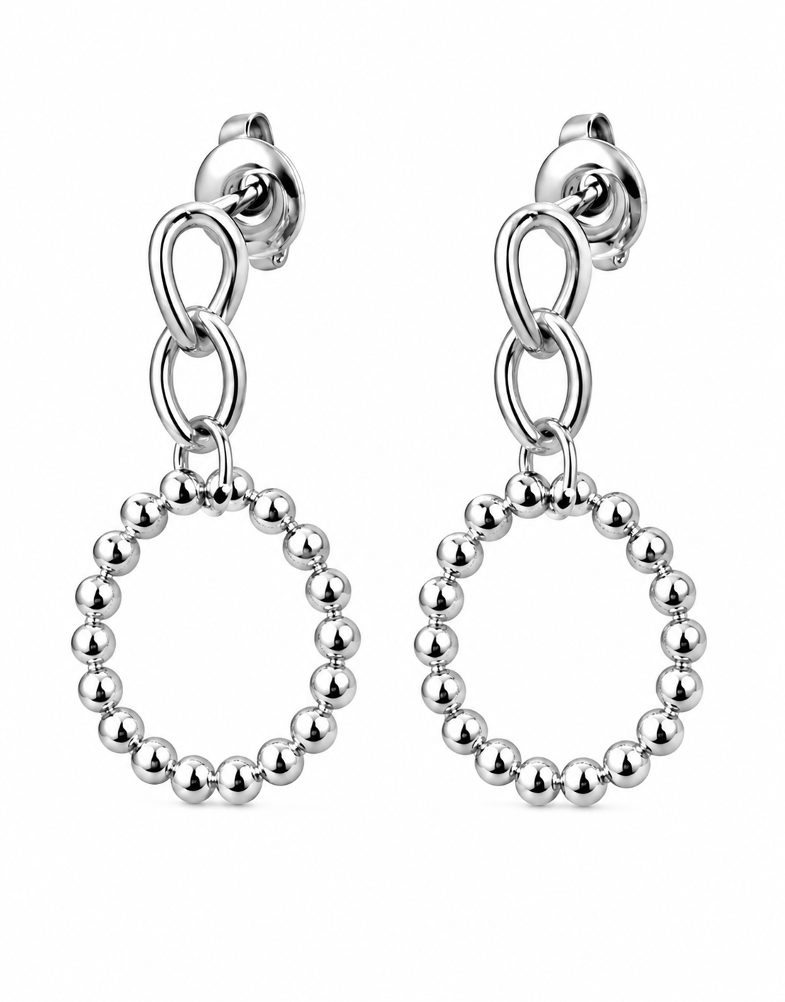 Ohrstecker Glied Kreis Silber Edelstahl nickelfrei Trend Stilvoll Elegant Yehwang