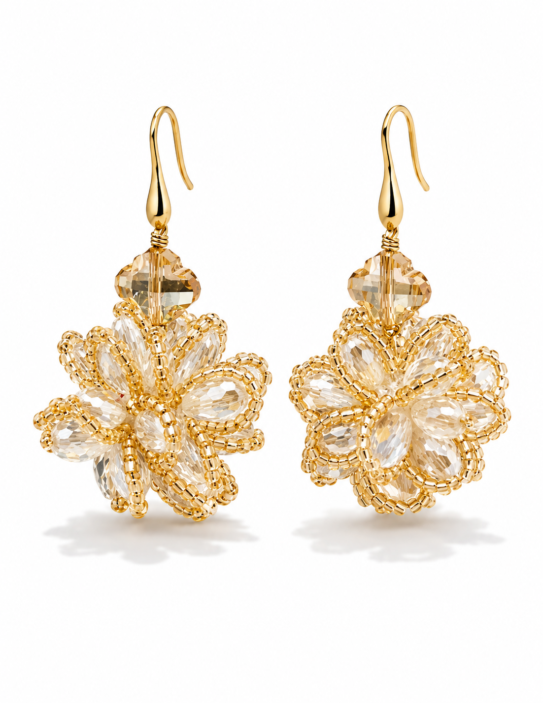 Ohrhänger Ohrringe Champagner Blume Nickelfrei Statement Trendy Yehwang
