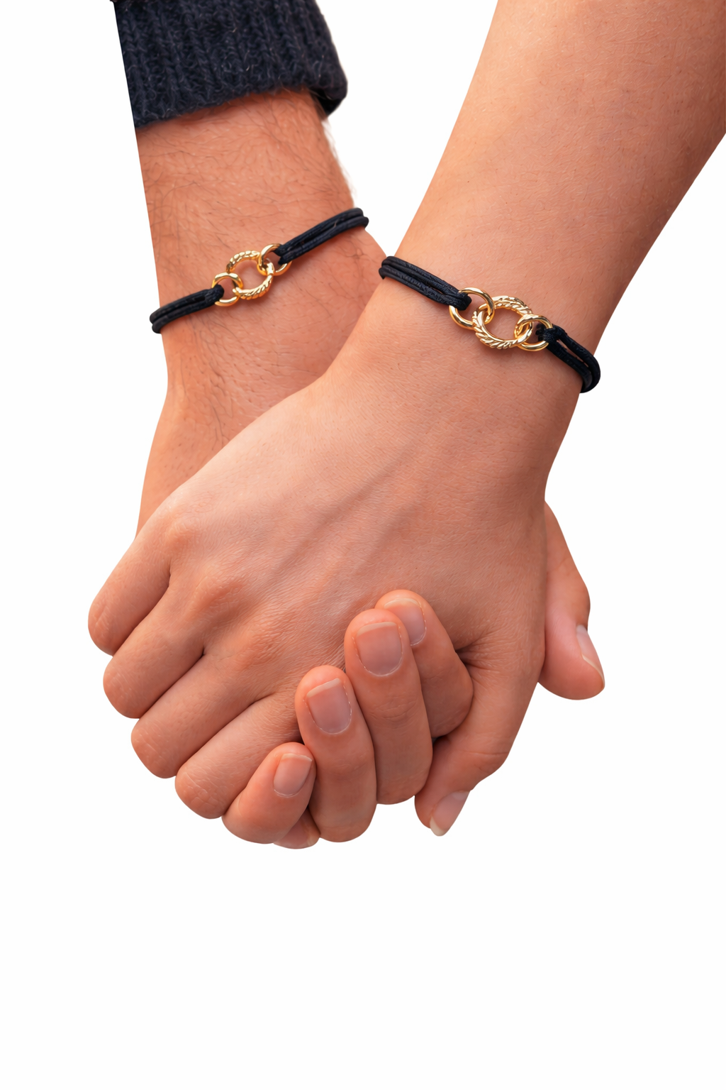 Armband "für immer vereint" Schwarz Goldfarbene Ringe Liebe Romantik Yehwang