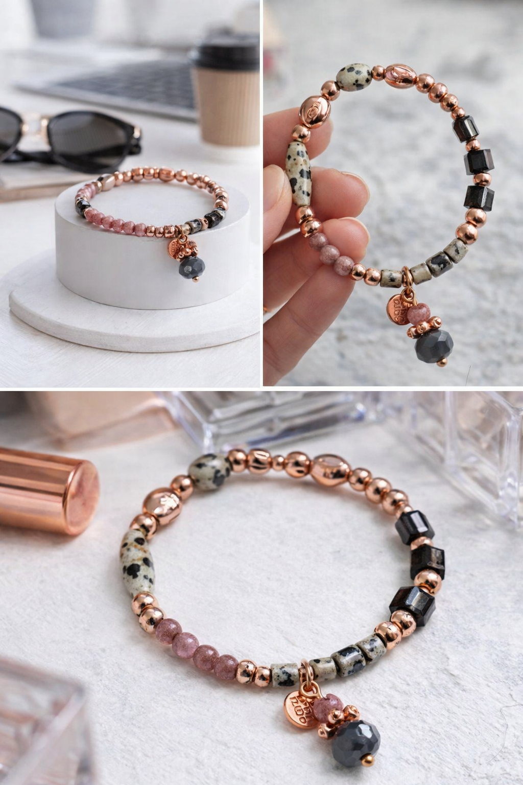 Armband elastisch in Goldkupfer Naturtöne Dalmatiner Trend 2026 Biba