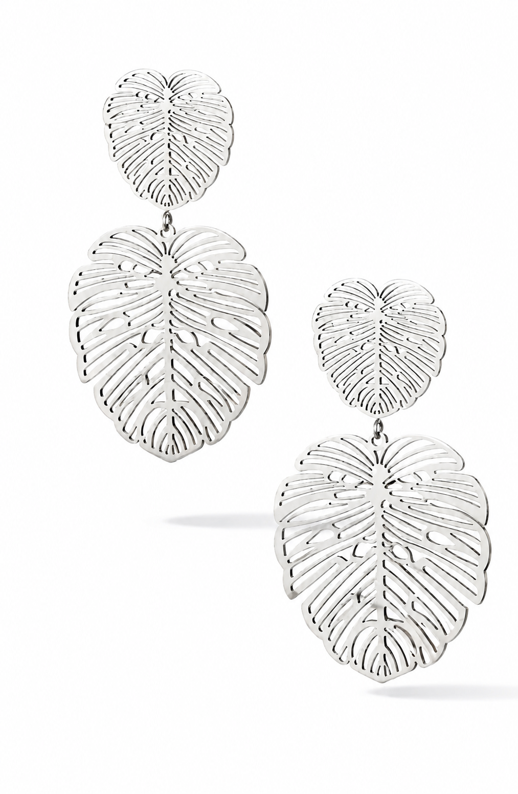 Ohrringe Blatt Blatt Silberfarben Edelstahl nickelfrei Tropen Blatt Yehwang