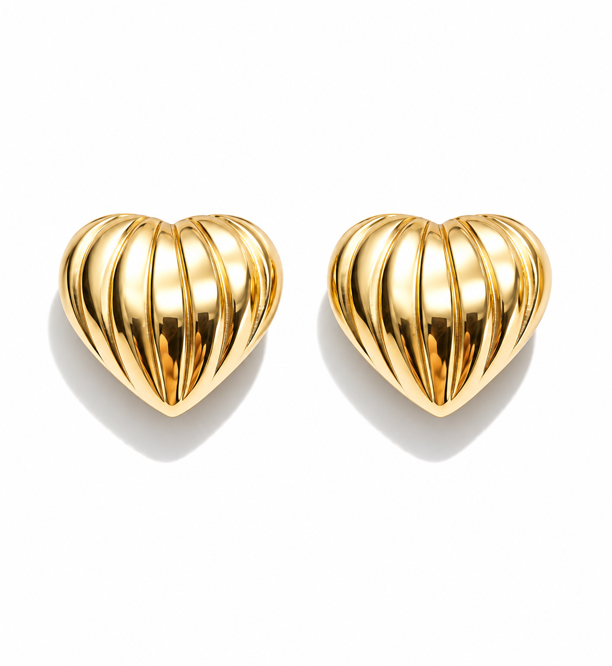 Ohrstecker geriffelte Herz Gold- Silberfarben nickelfrei liebe Romantik Yehwang
