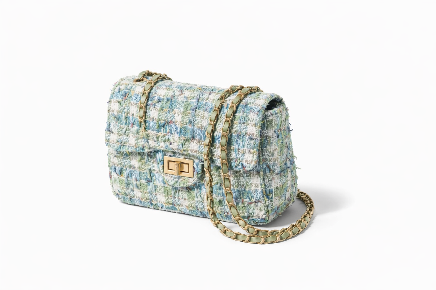 Umhängetasche Tweed Grün Pastell Crossbody Trend modisch Fashion