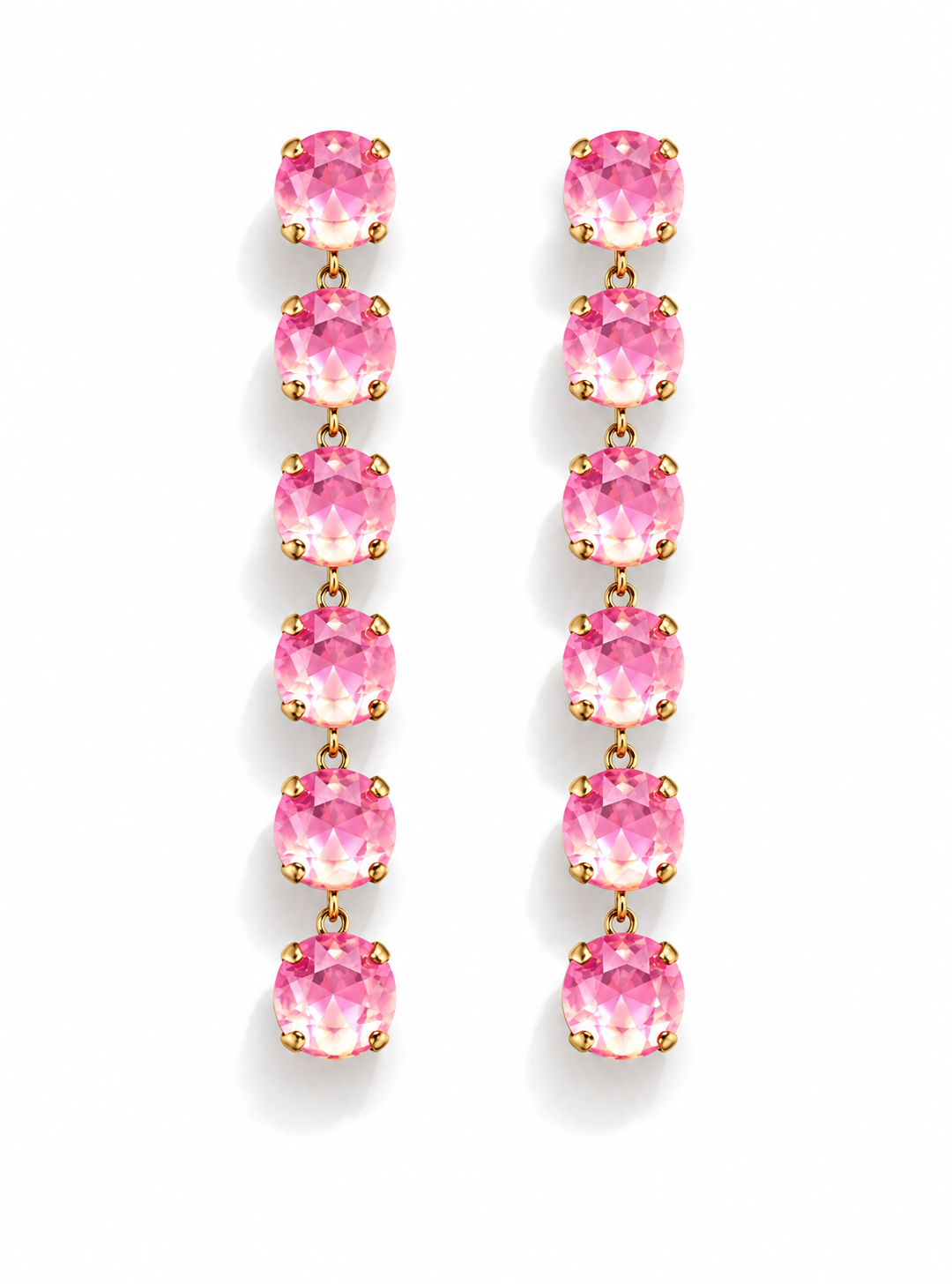 Biba Ohrhänger Strass-Kaskade Transparent Rosa Elegant Klassisch