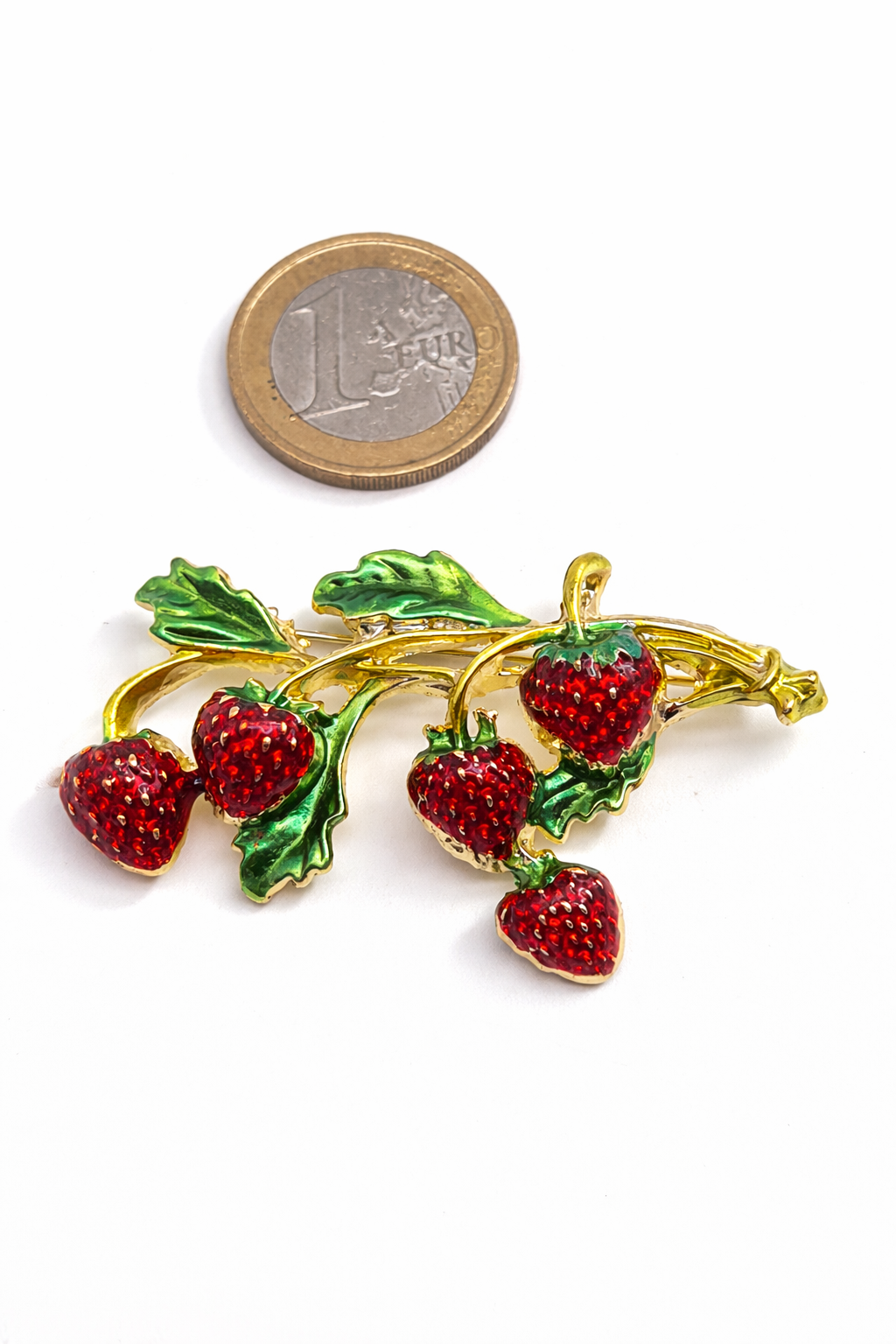 Brosche Erdbeerzeit Erdbeere Rot Obst Frühling Sommer Modeschmuck
