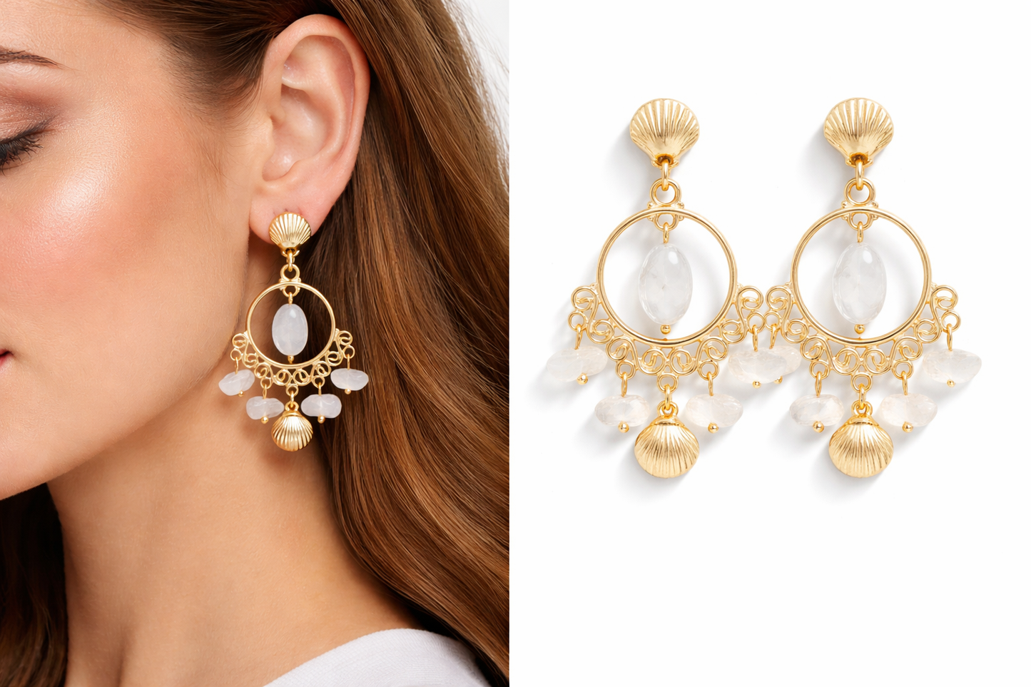 Biba Ohrringe Ohrhänger beige Goldfarben nickelfrei hightlight elegant party