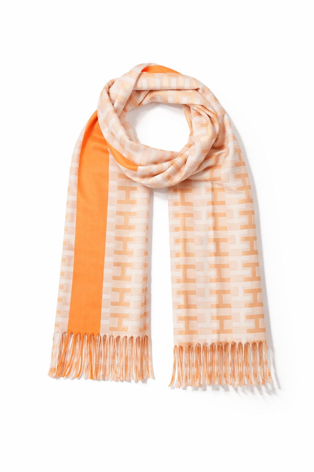 Yehwang Schal mit Buchstabe Orange Beige töne Fröhlich Positiv