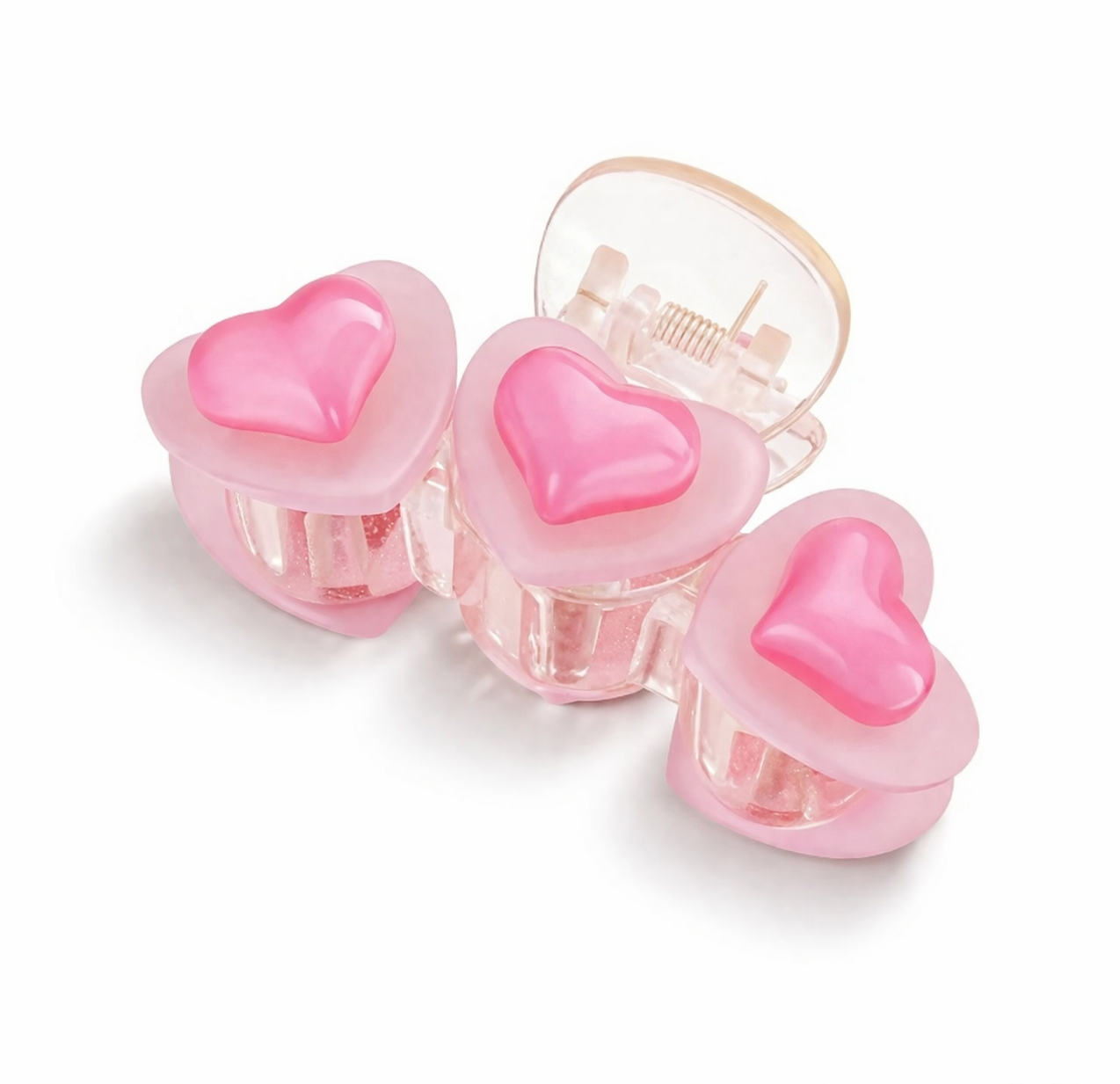 Haarklammer mit 3 rosa Herzchen Liebe Romantik Pink Yehwang