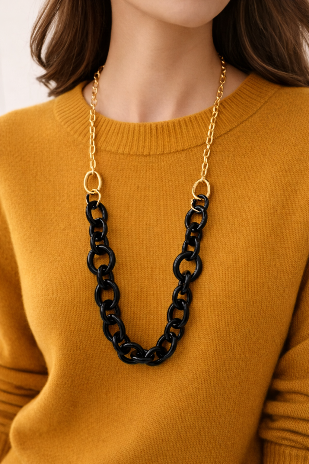 Halskette nickelfrei schwarz goldfarben elegant Gala fest Modeschmuck Biba