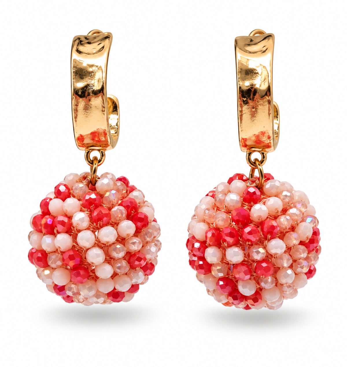 Biba Ohrringe Ohrhänger Goldfarben Apricot Rosa Kugeln Nickelfrei