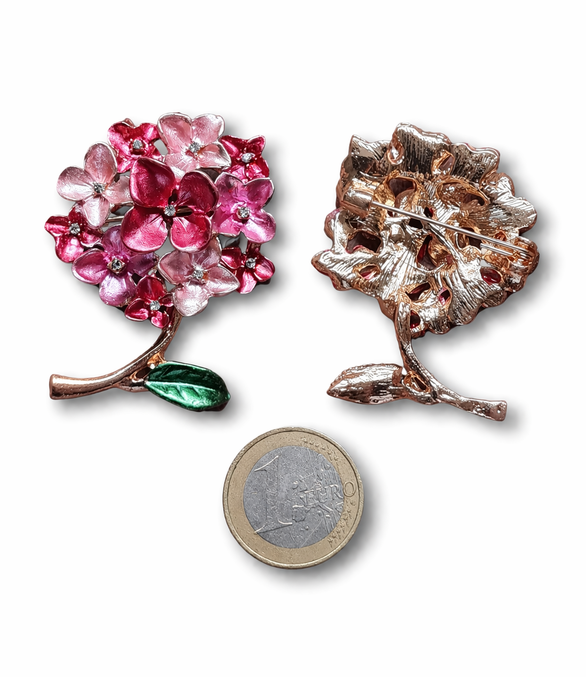 Brosche Rosa Hortensie Blumen Strauch Garten Pink Anstecknadel