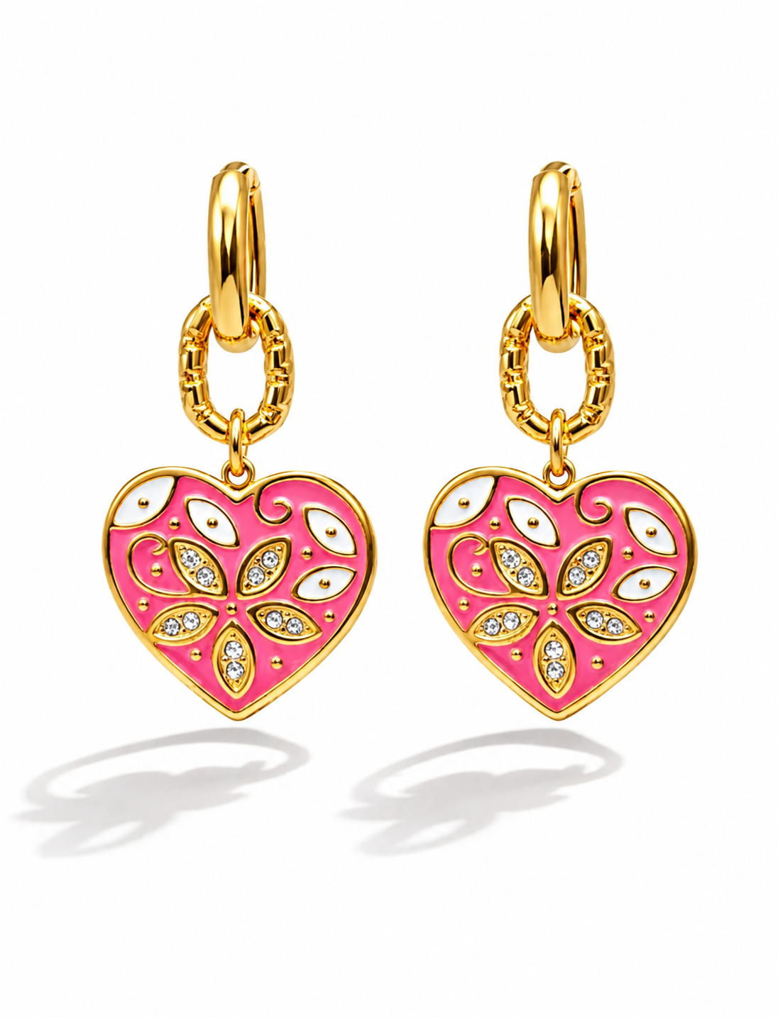 Ohrringe „Eyes on you“ - Fuchsia nickelfrei Blatt Motiv Liebe Yehwang