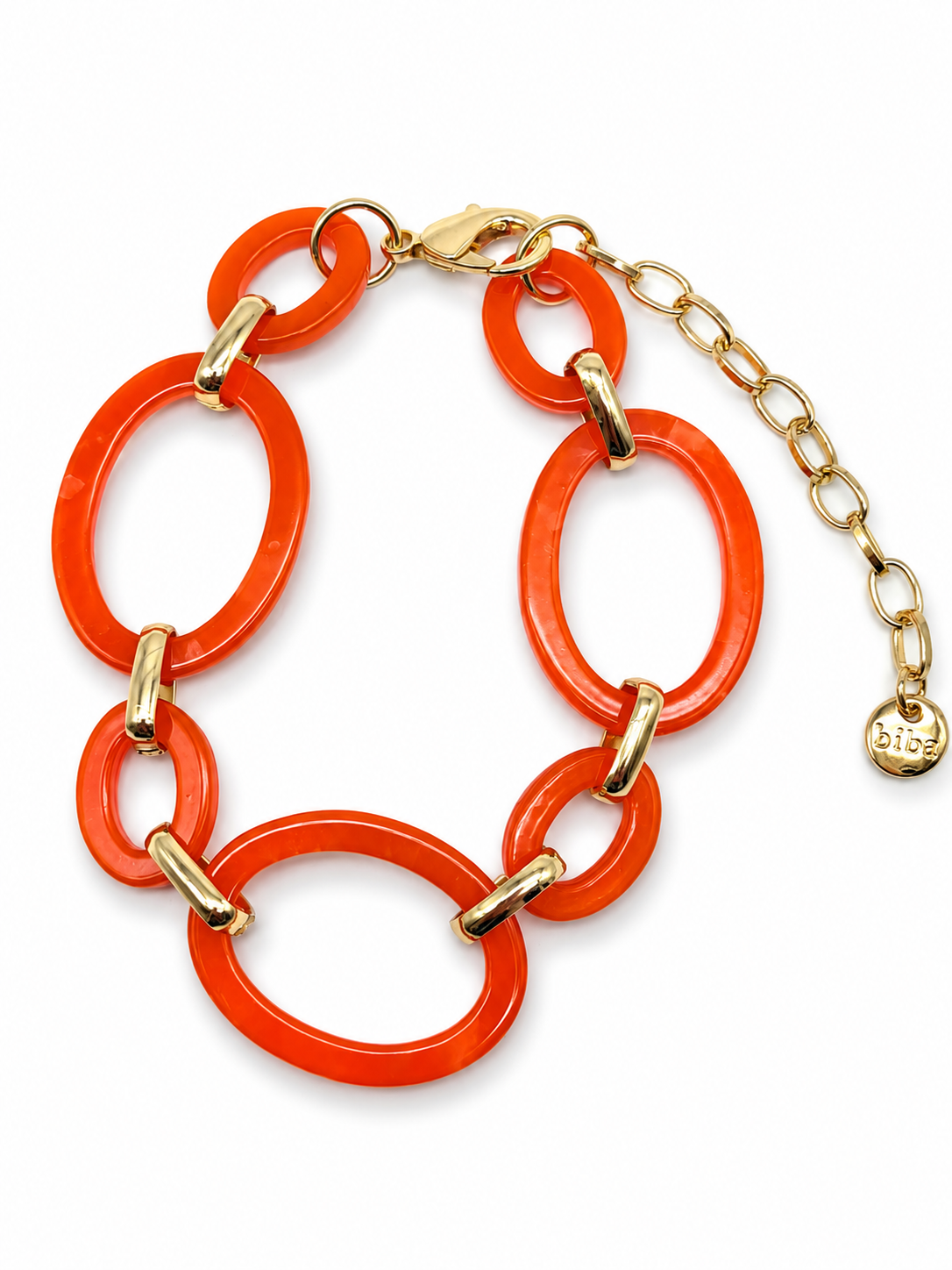 Armband Orange Pink Acryl Kreise Ovale verstellbar Biba Retro