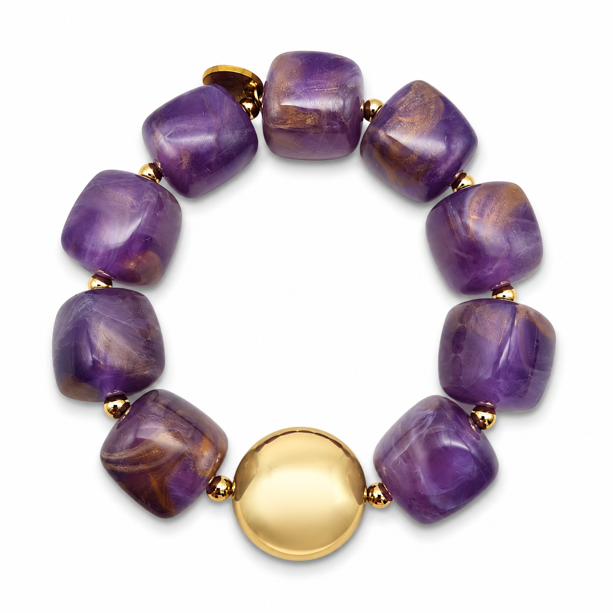 Armband Bricks Toffee Lila Oder Lavendel Goldfarben Elastisch