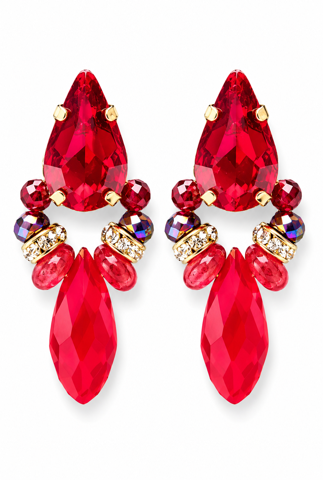Ohrstecker Red Passion Biba Leuchtend Rot Strass