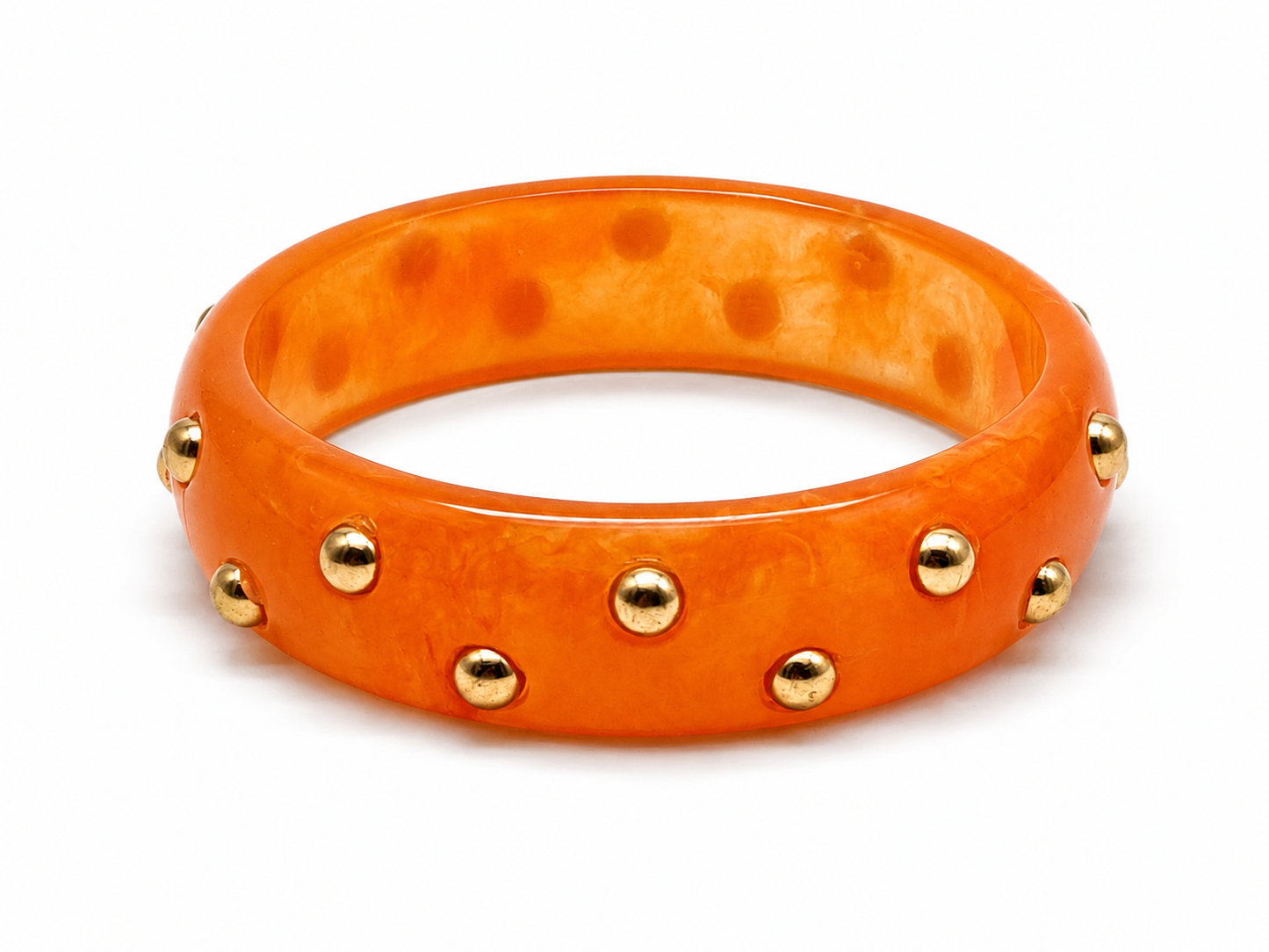 Armband Acryl Amreif Orange mit Nieten Trend Sommer Urlaub Mandarin