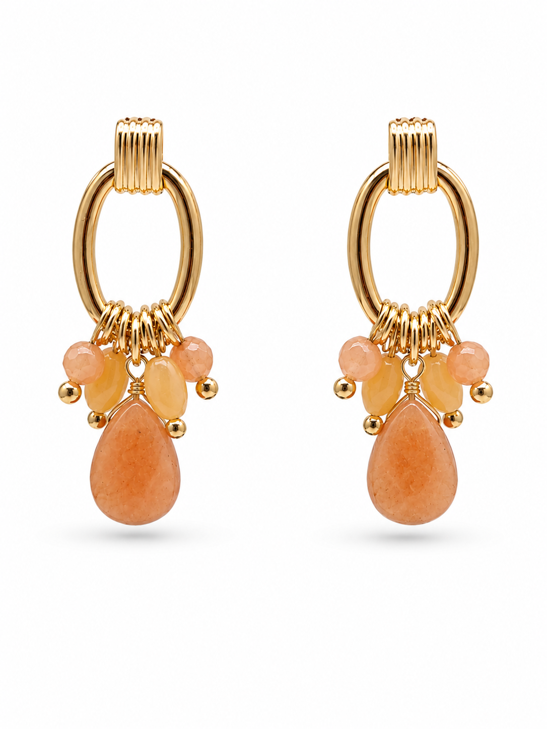 Biba Ohrringe Ohrhänger Goldfarben mit Orange Anhänger Koralle