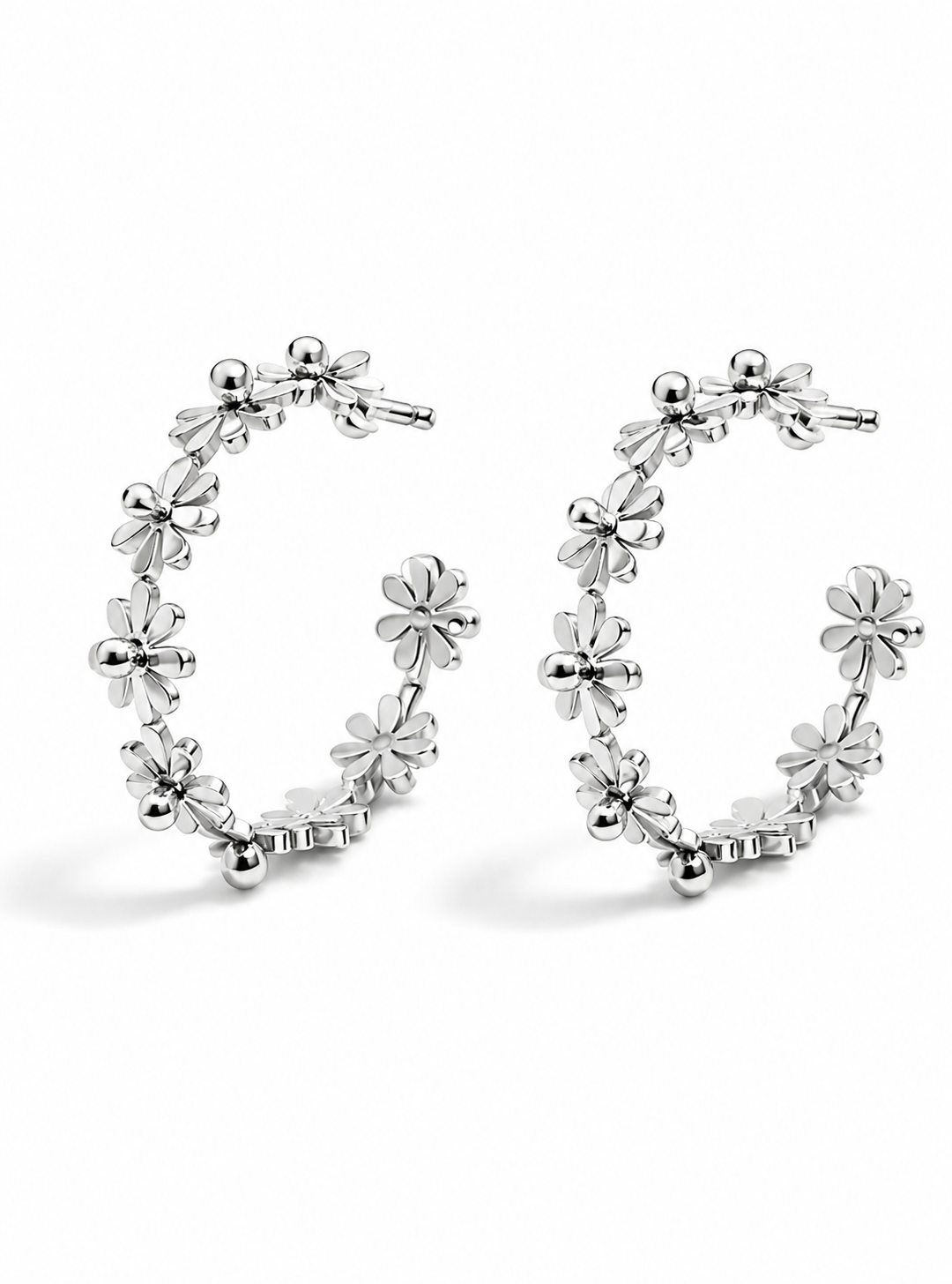 Ohrringe florale Finesse Silber- Goldfarben Gänseblümchen nickelfrei Kreolen Yehwang