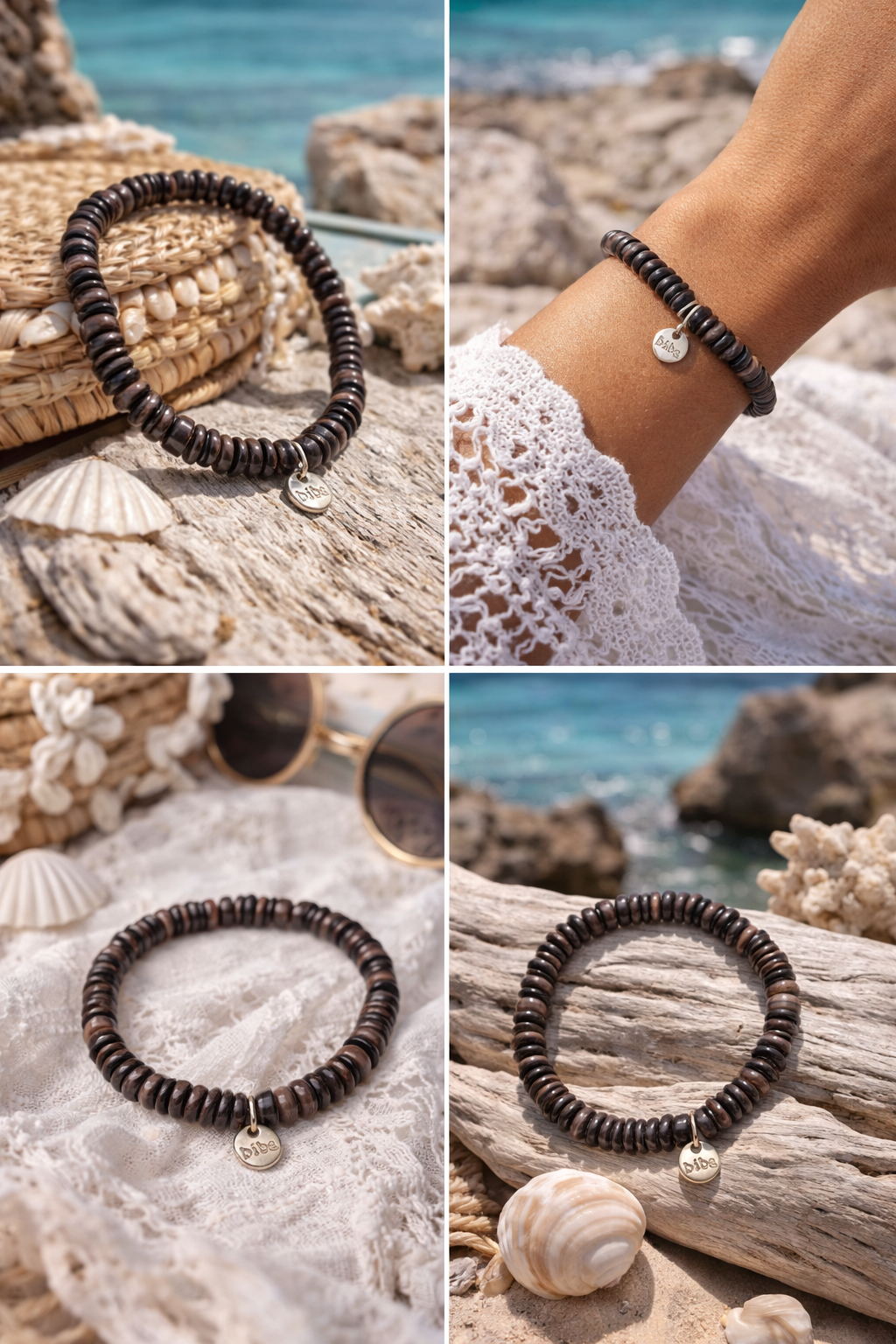 Armband elastisch Braun Graue Naturtöne Unisex Trend Sommer Biba