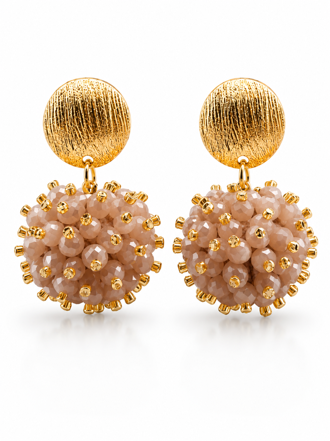 Ohrringe Ohrhänger in Beige hell- & dunkel Purple Crystal Beads Michelle Bijou