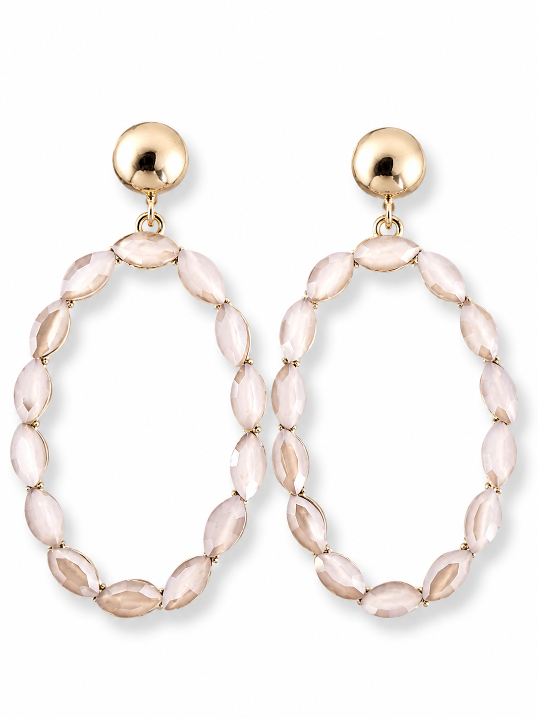 Ohrringe Orhänger Gold Beigefarbenen Cat-Eye Stones Nickelfrei Oval Sweet7