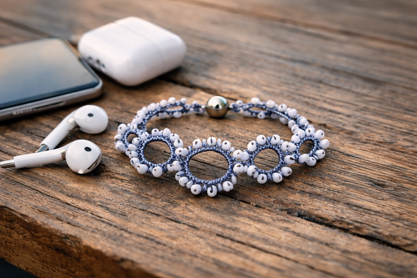 Armband Textil mit Magnet-Verschluss Silber- und Blau Trend Sommer 2026 Biba