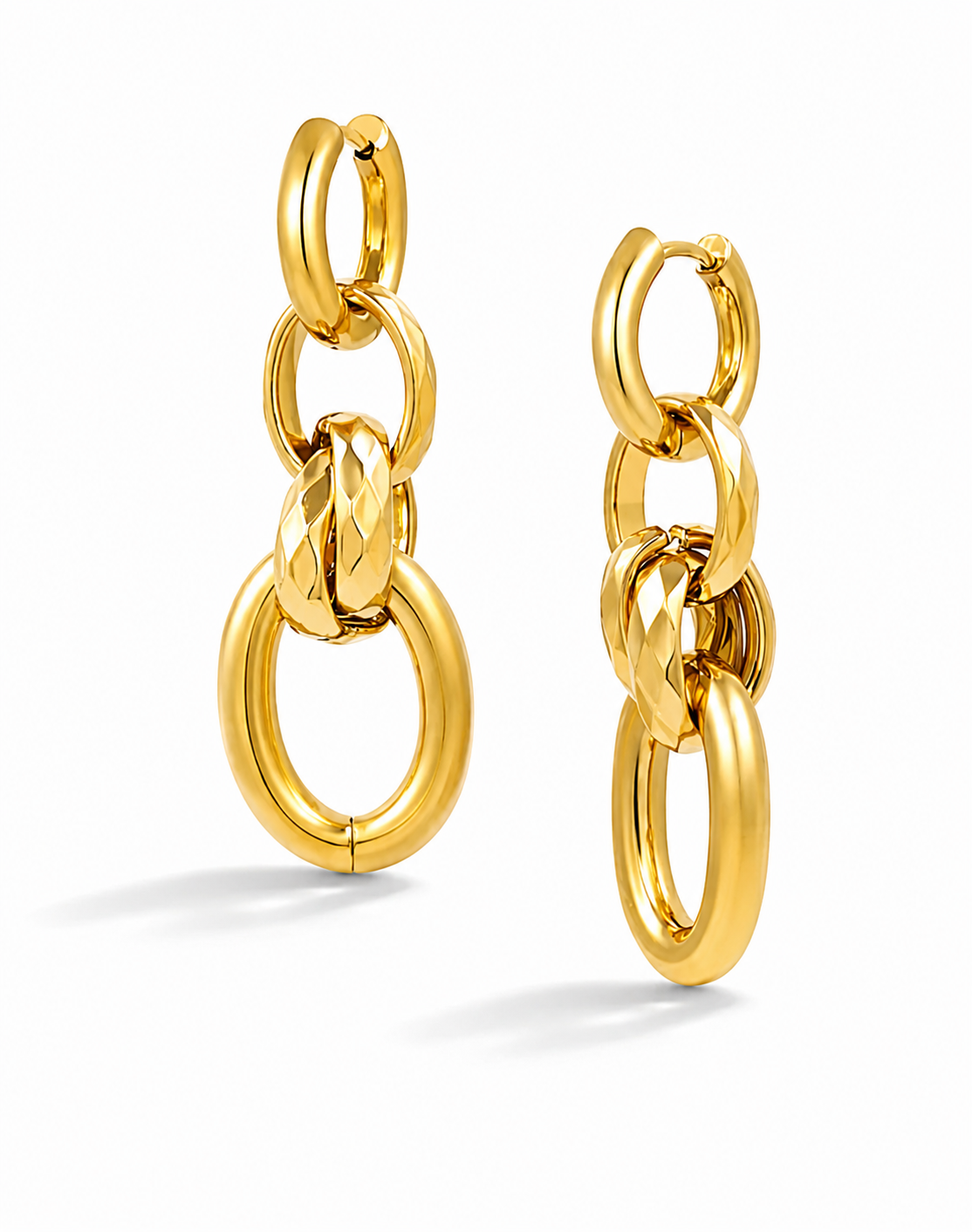 Ohrstecker 4 Glieder Ohrhänger Goldfarben nickelfrei Kette Trend Yehwang