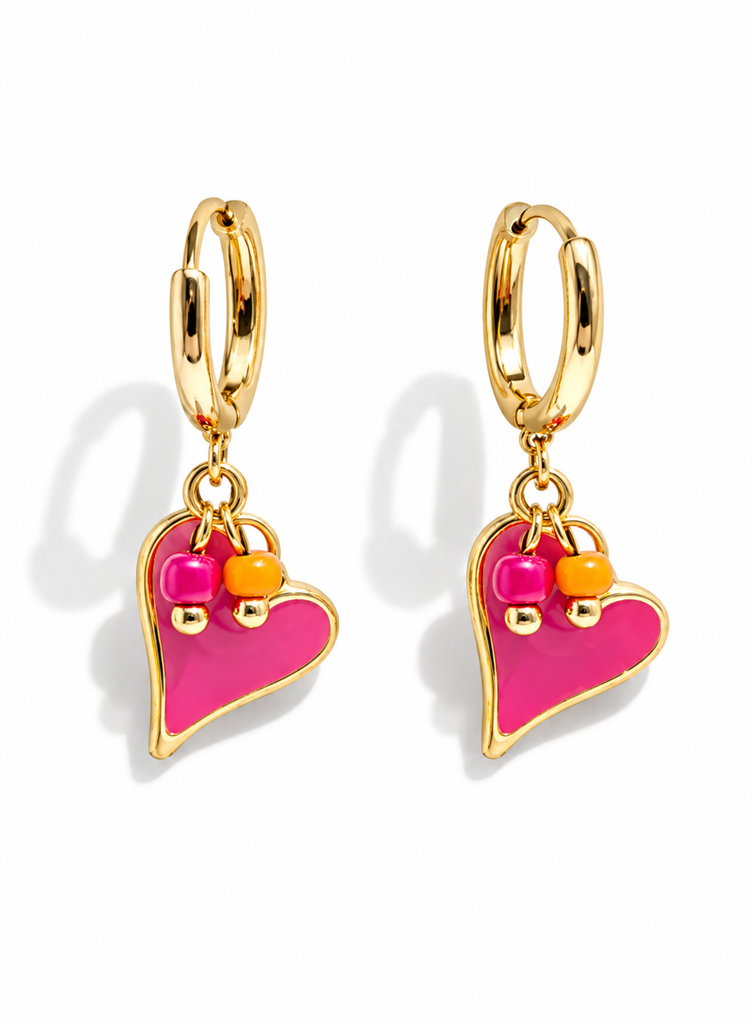 Ohrring Herz mit Perlen rosa Kreolen herz Crystal perlchen Liebe Yehwang