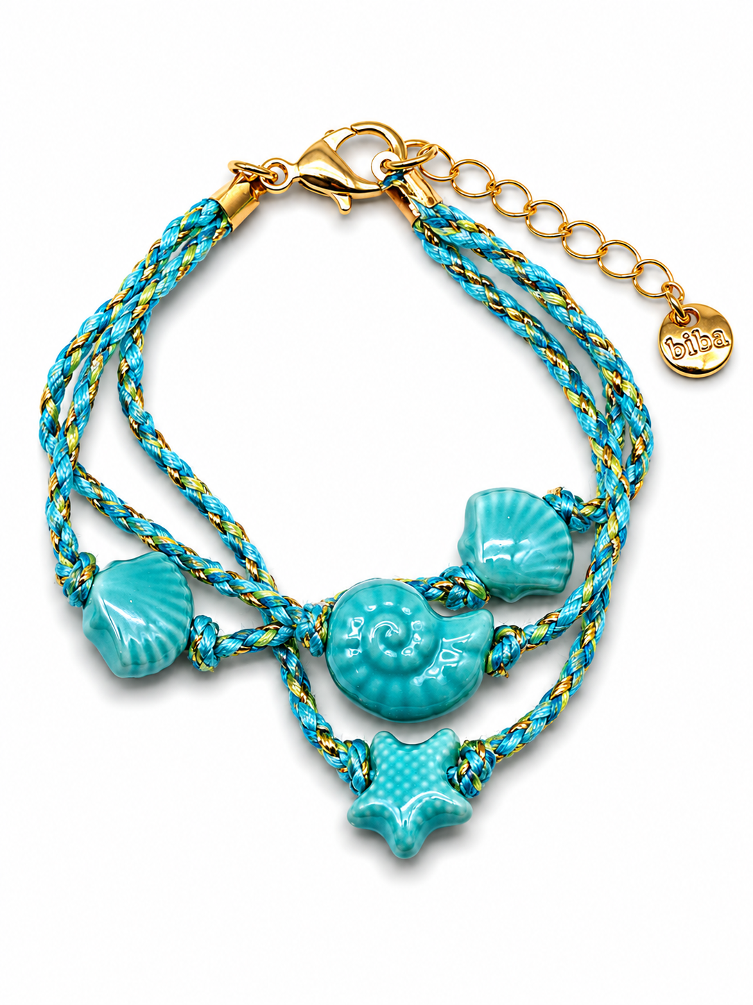 Armband Textil Keramik Ocean treasures Orange und Türkis