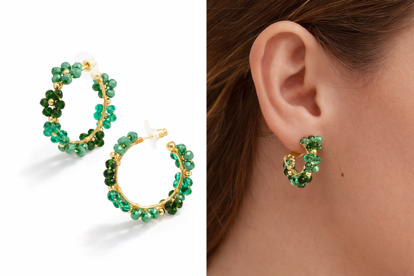 Creolen Blumen grüne Blüten Ohrringe nickelfrei Natur Blumen Yehwang