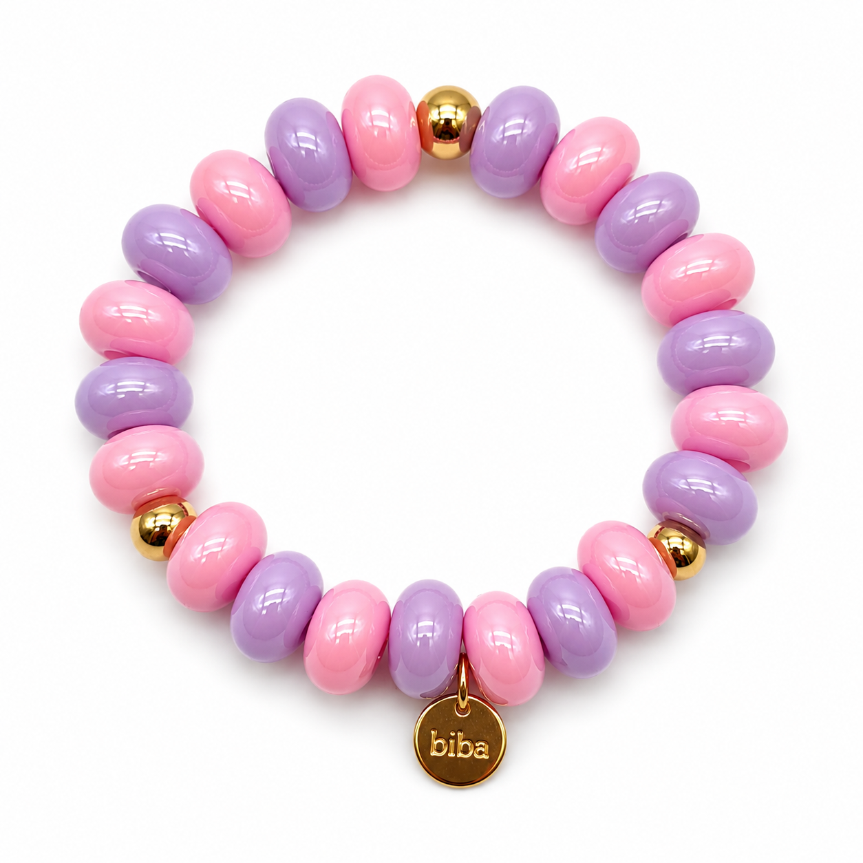 Armband elastisch bunte kleine Donuts Biba Rosa Pink Orange Lila