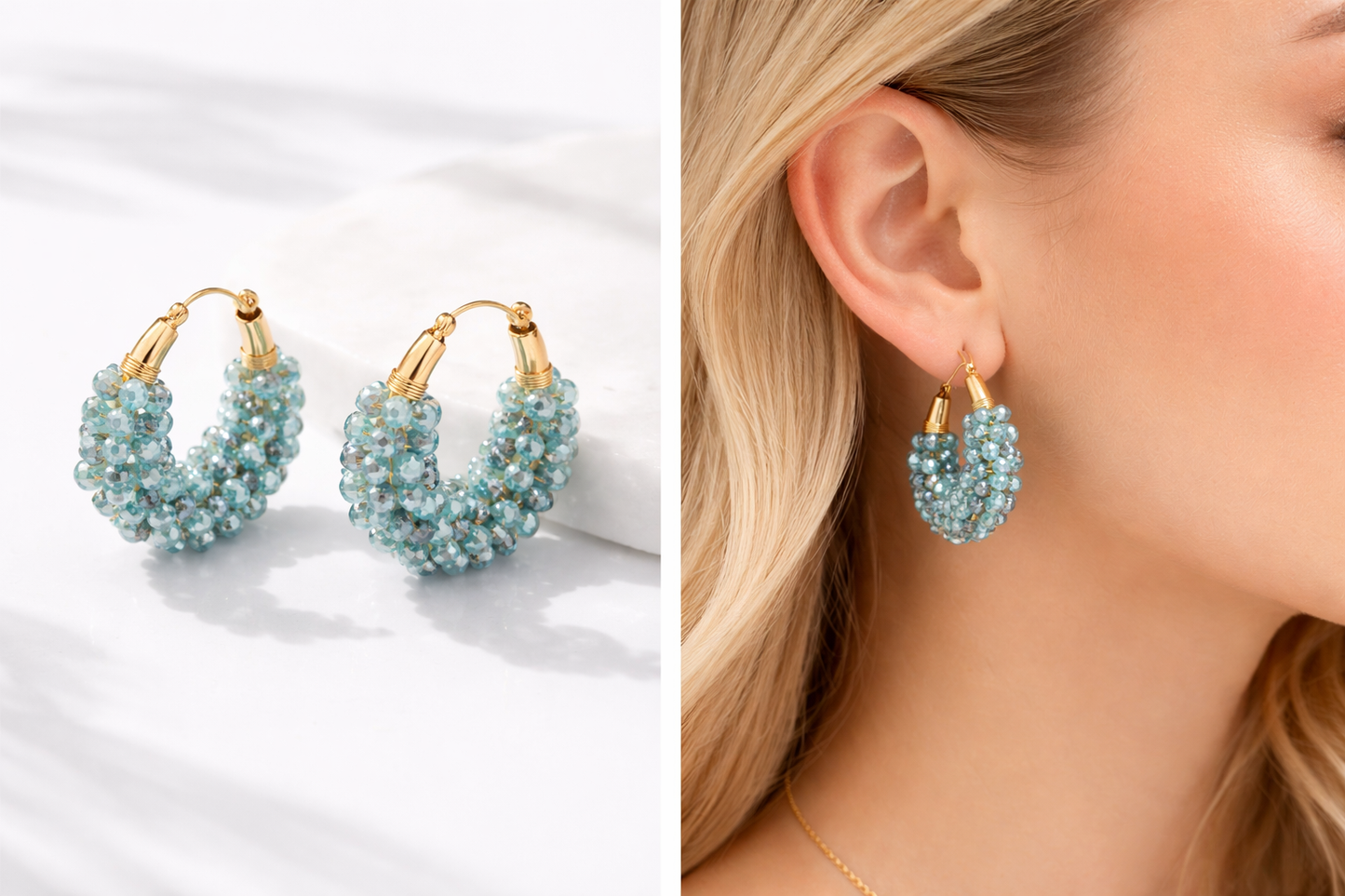 Biba Ohrringe Creolen Blau-Töne Rosa-Töne Nickelfrei Sommer Trend