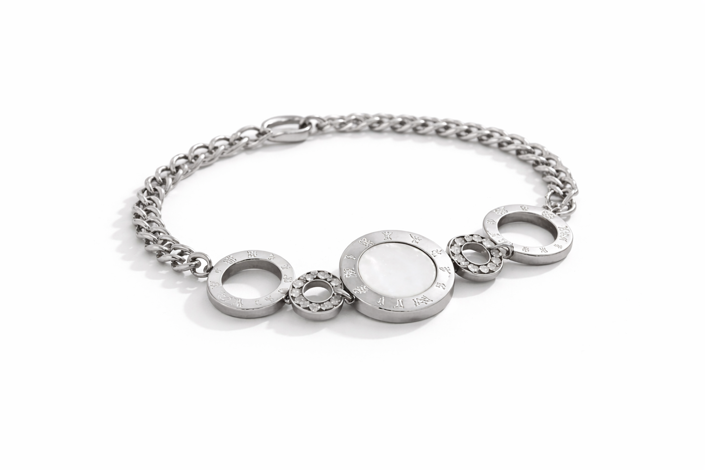 Armband Rundes Perlmutt-Medaillon-Armband Römische Zahlen Trend Cosmos