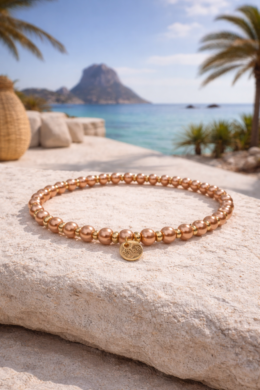 Armband elastisch Lachs-Rosa mit Goldfarben in 3 Größen Trend Sommer Biba