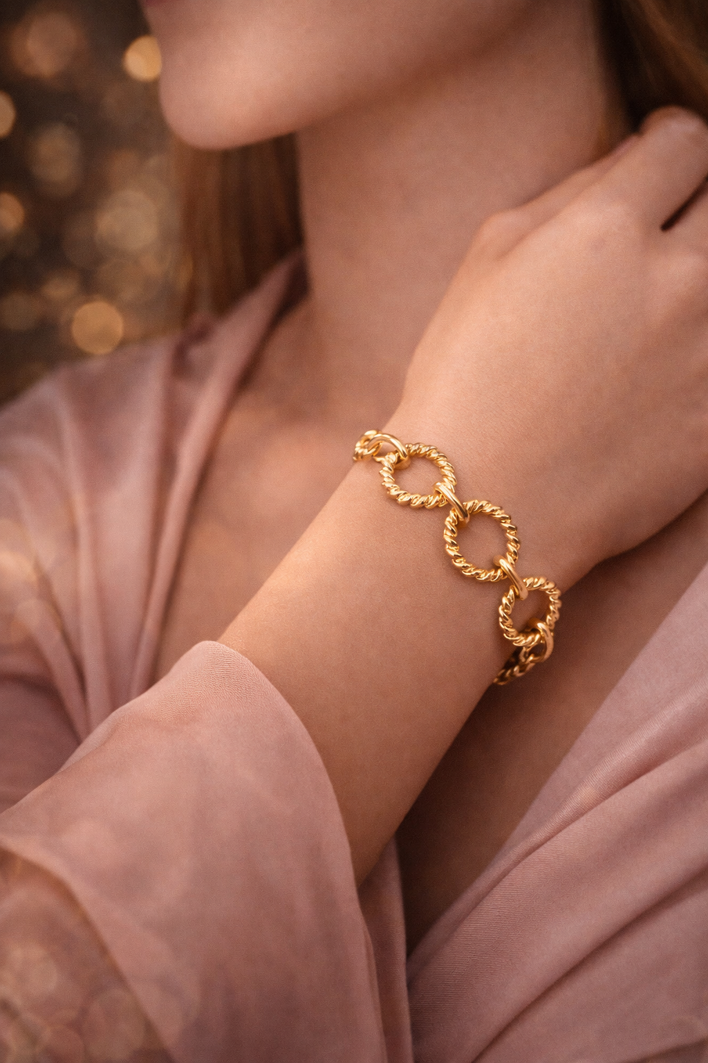 Armband Gliederarmband gedreht Matt Goldene Nickelfrei Biba