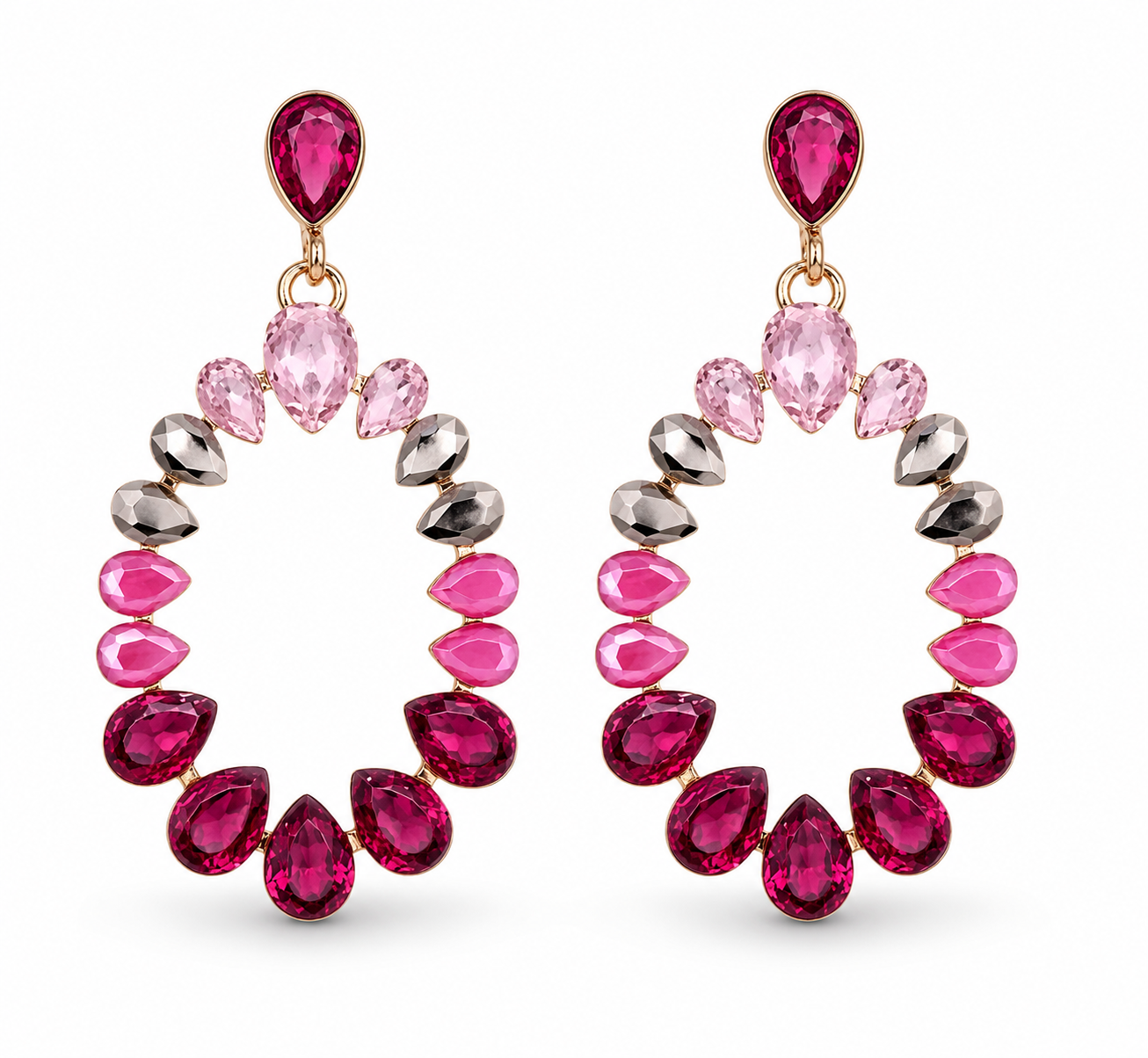 Ohrringe Ohrhänger Oval Pink-töne nickelfrei rosa Straß Sweet7 Rosa Statement