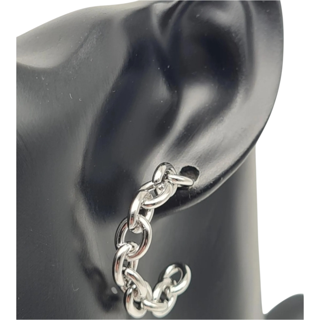 Ohrringe Creolen Silberfarben Chains Silberkette Nickelfrei Sweet7 Glieder