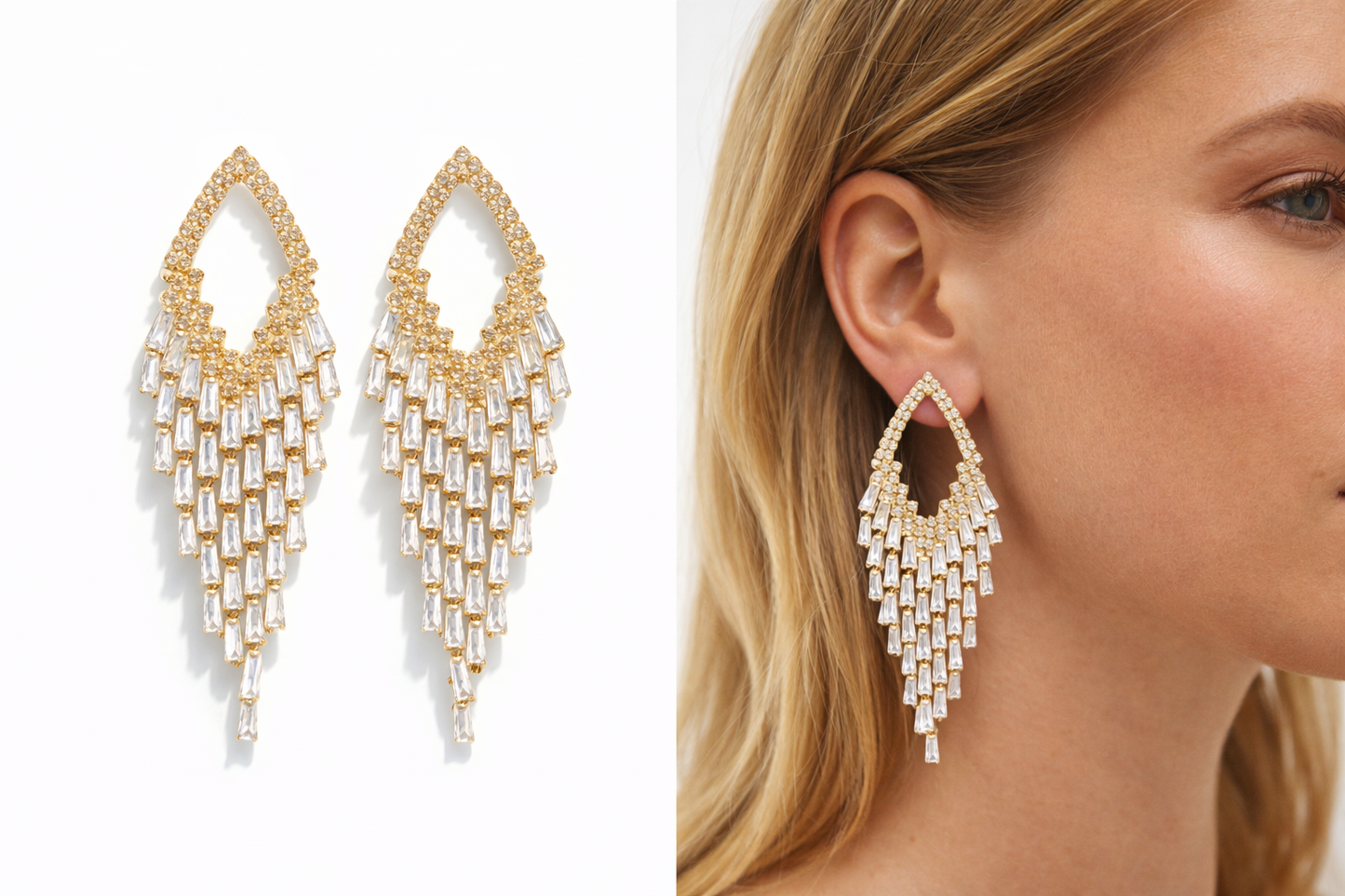 Ohrhänger glitzernder Statement Goldfarben nickelfrei Hochzeit Party Yehwang