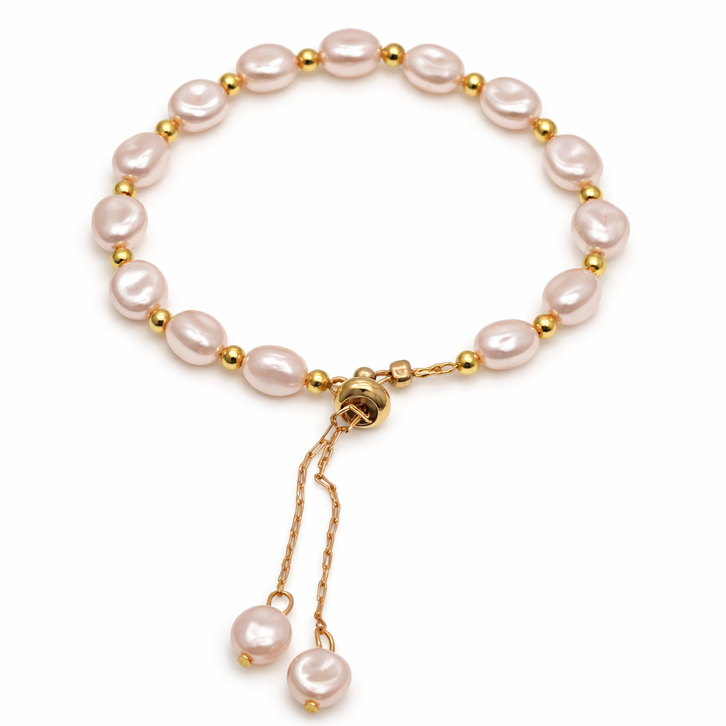 Armbänder Edelstahl Cosmos Silbergrau Perlen Goldfarben nickelfrei