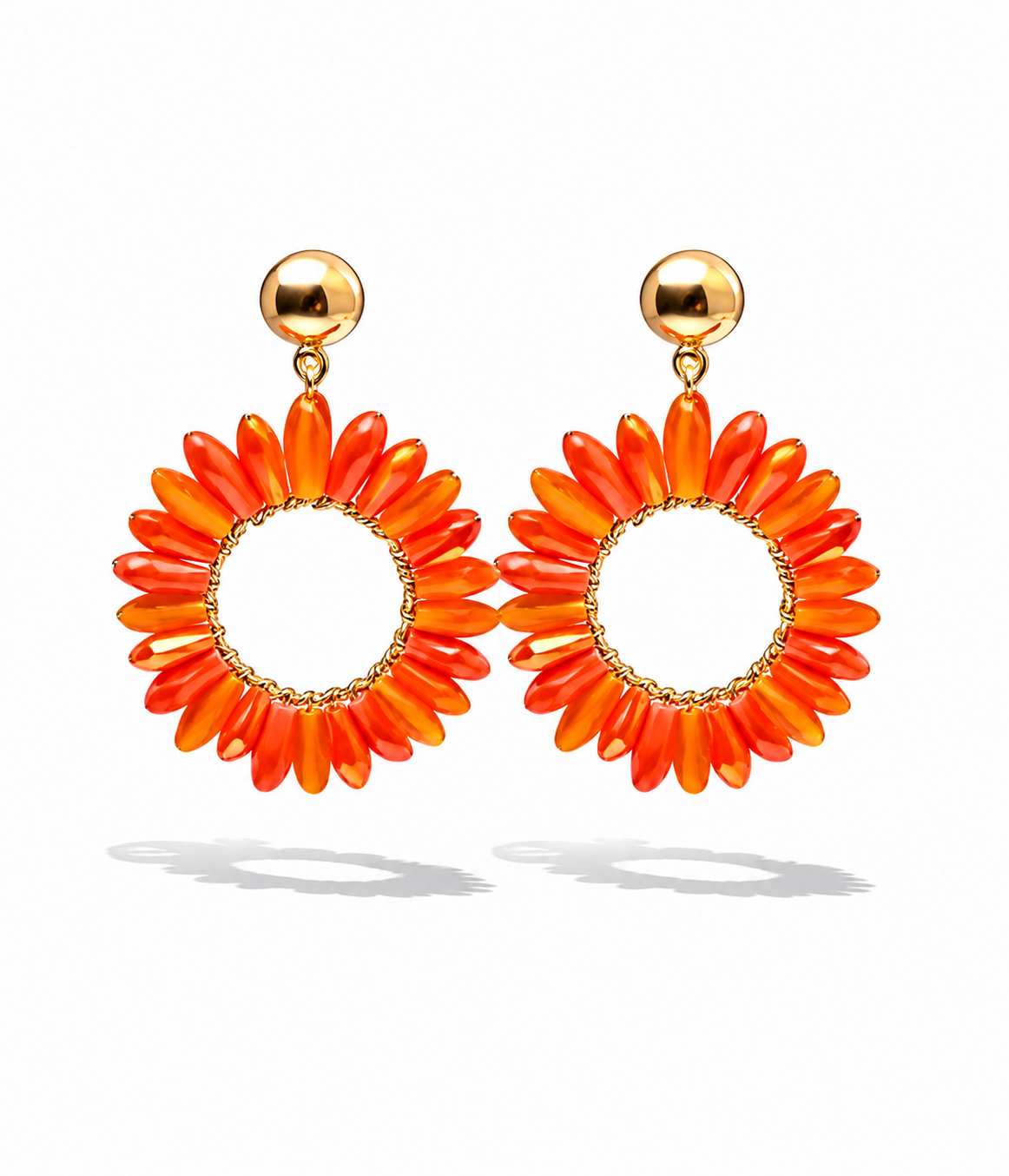 Ohrhänger Mandarin Blumen Crystal nickelfrei orange Kreis Mandarin Yehwang