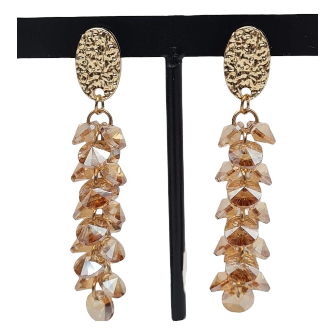 Ohrringe Orhänger Gold Lachs Perlenkaskade Nickelfrei Sweet7 Kristall