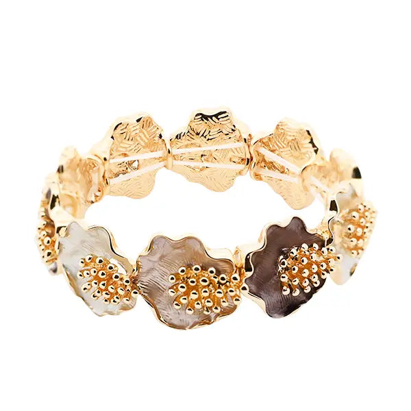 Amorino Armband, elastisch Anemone Blüten in Lilatöne