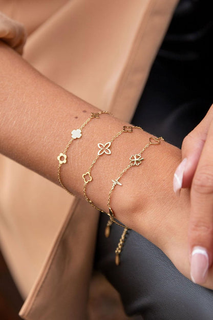 Yehwang Armband, Minimalistisches Armband mit Charms Silberfarbenes Edelstahl
