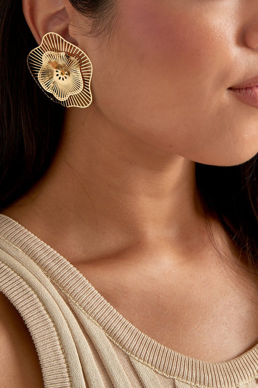 Yehwang Ohrstecker Blumenfest Silberfarben goldfarben nickelfrei Design