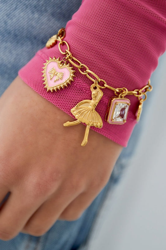 Yehwang Armband, Charm-Armband bunte Tänzerin in Silber- und Goldfarben