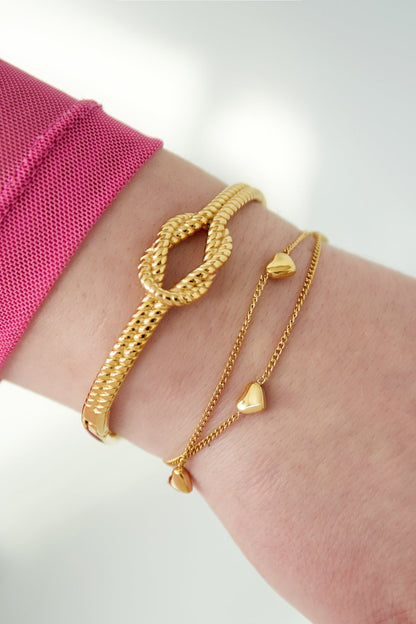 Yehwang Armband „Lots of Hearts“ – Silber- und Goldfarben Doppel-Armband filigran mit Herzchen