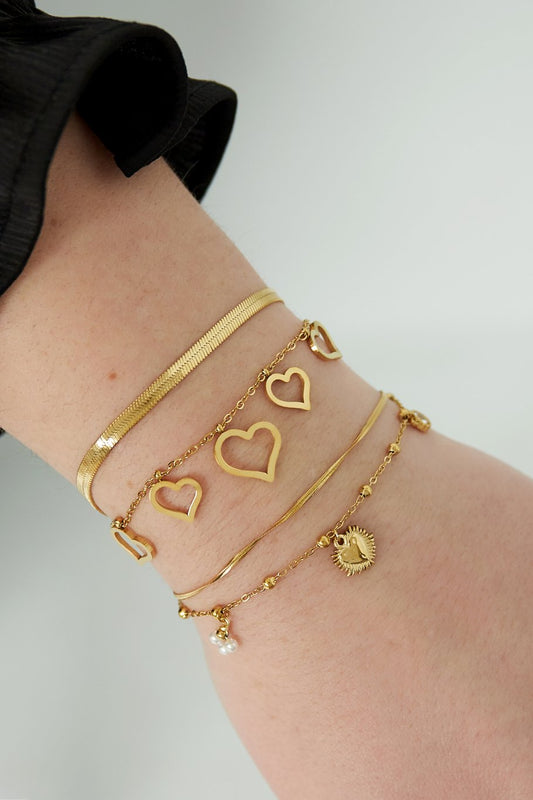 Yehwang Armband, Doppelarmband "Lots of Love" in Gold- und Silberfarben
