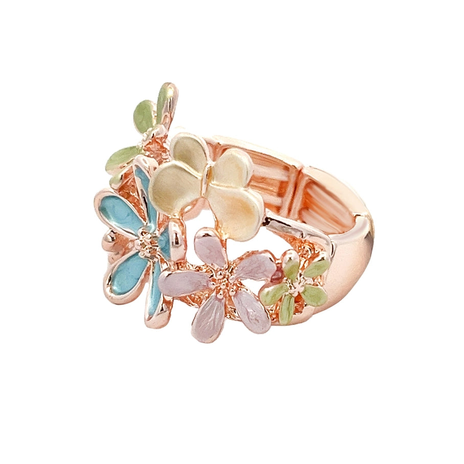 Amorino Ring, Elastischer Ring mit Emailliertem Volant, Blumenmeer