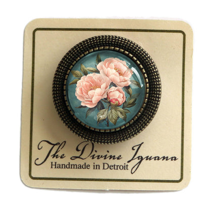 Anstecknadel Rosa Pfingstrose Frühlingsblumen Cottage Brosche Vintage