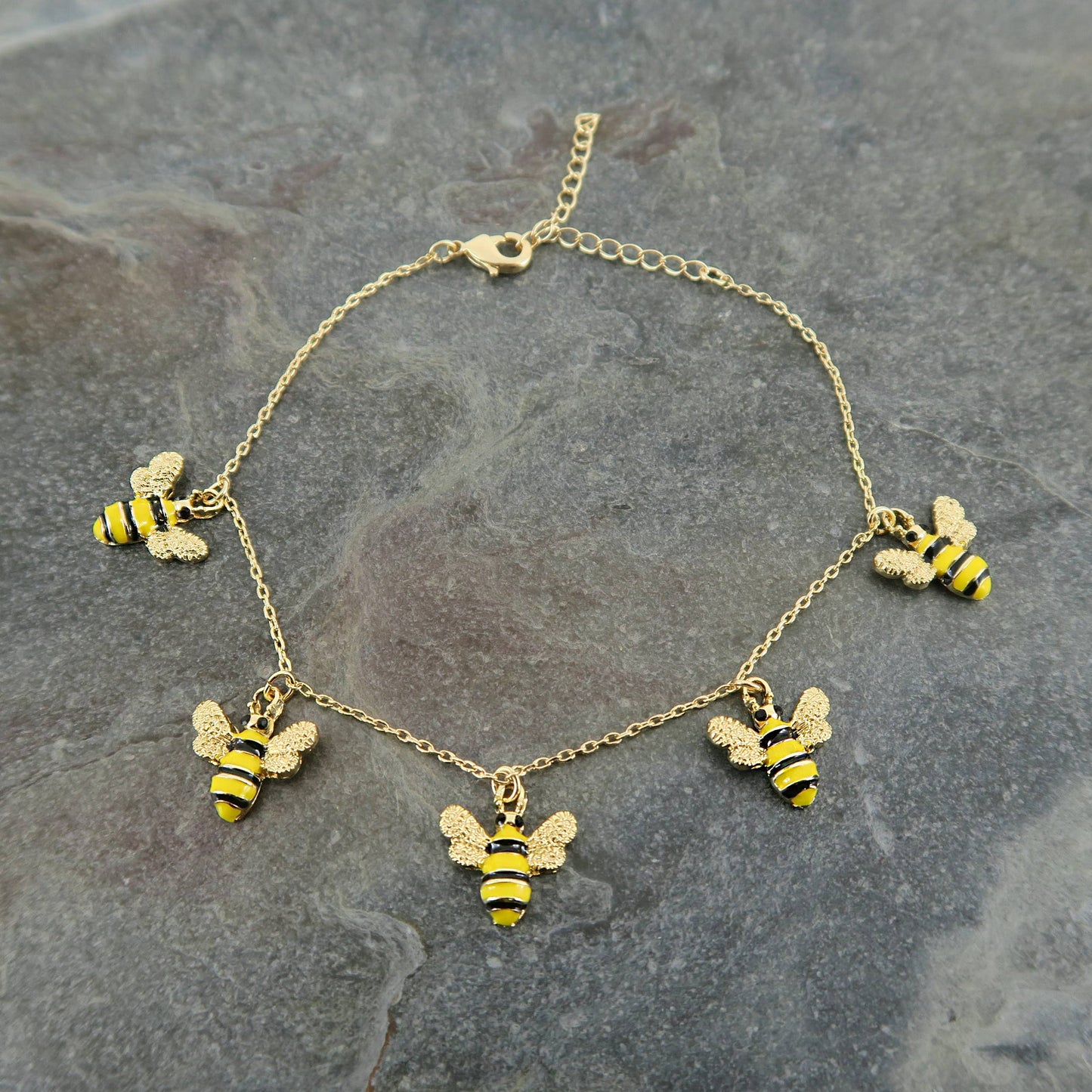 Armband Bienen-Charme-Armband, vergoldet Natur Insekten Blumen Garten
